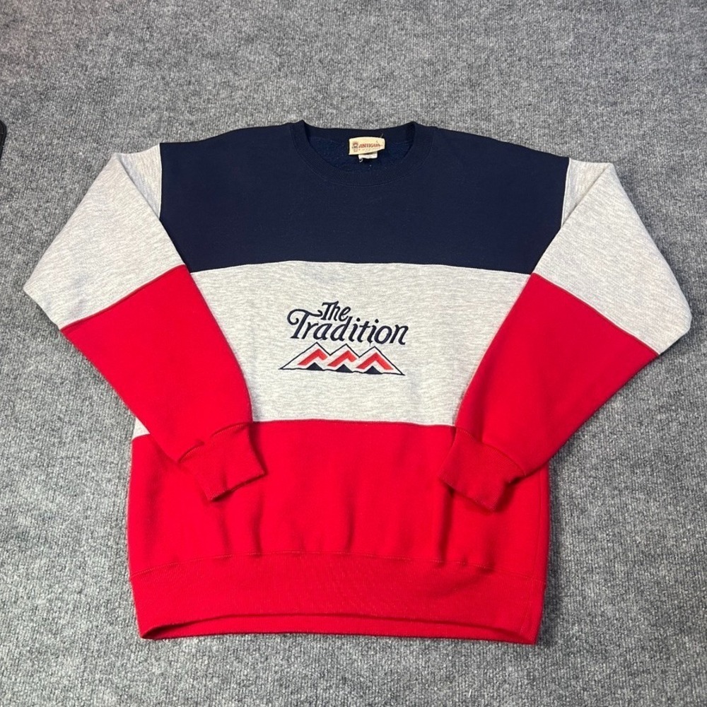 Antigua Mens Large Vintage‎ Colorblock Crewneck Sweatshirt USA Made Retro 90s